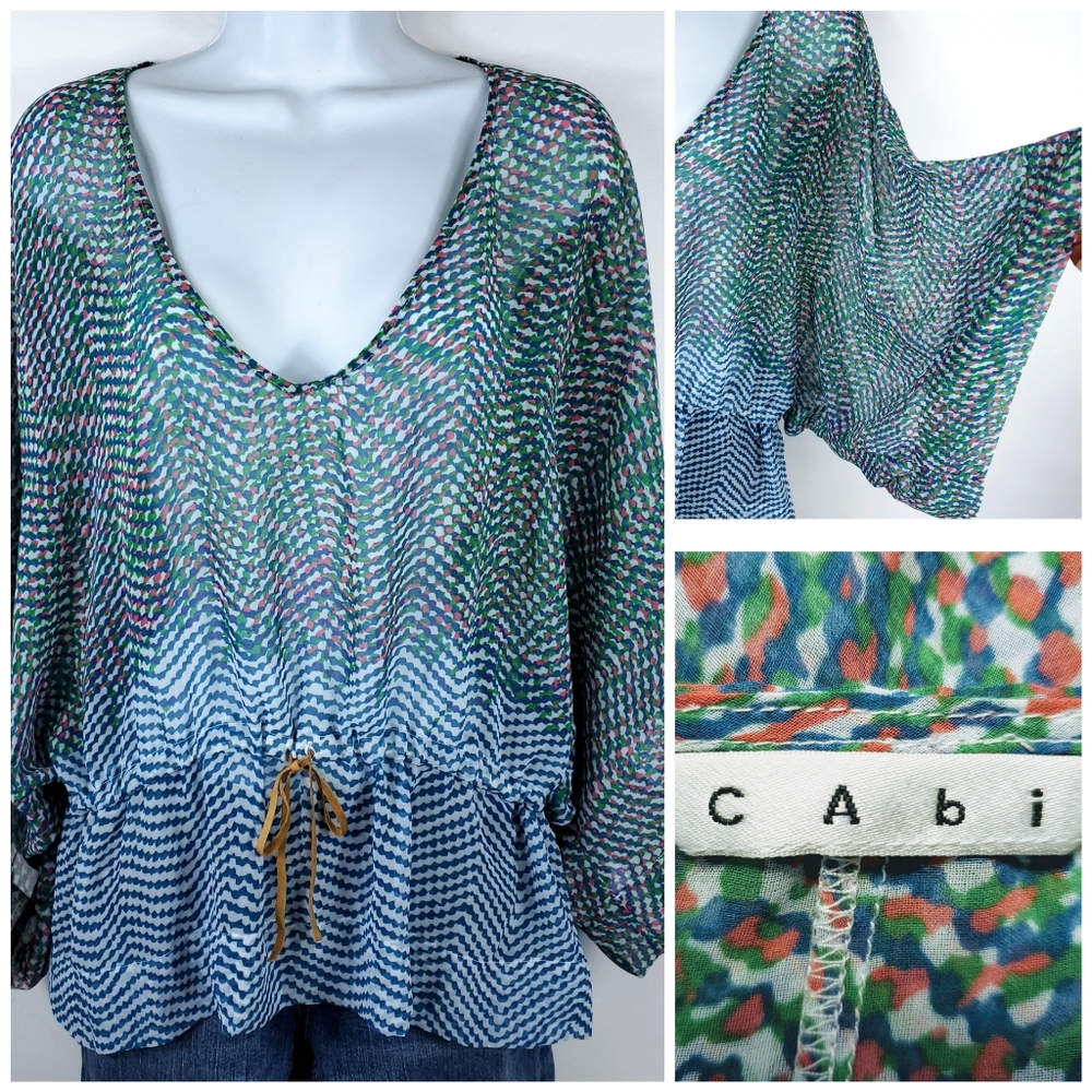 CABI Brand Semi-sheer Butterfly Sleeve Top